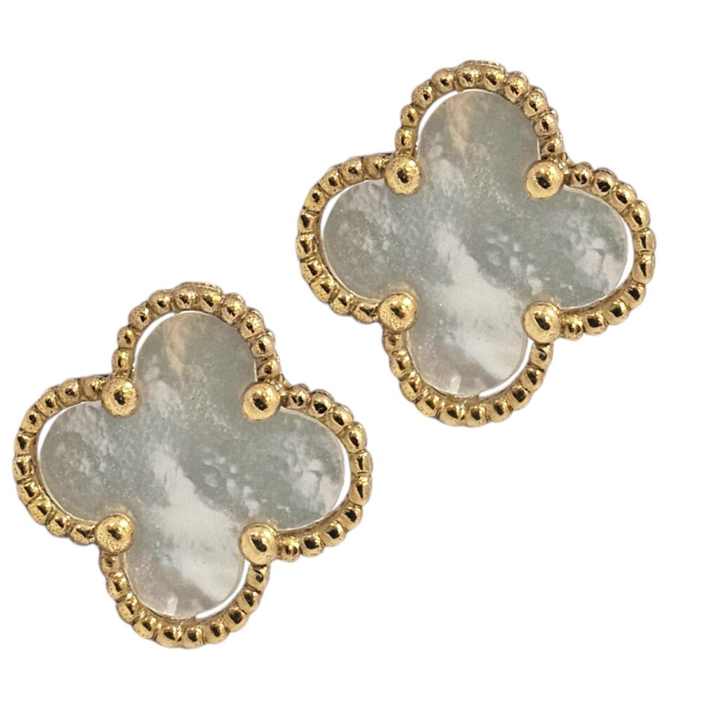 18K GOLD MOTHER OF PEARL VANCLEEF CUSTOM MADE EARRINGS