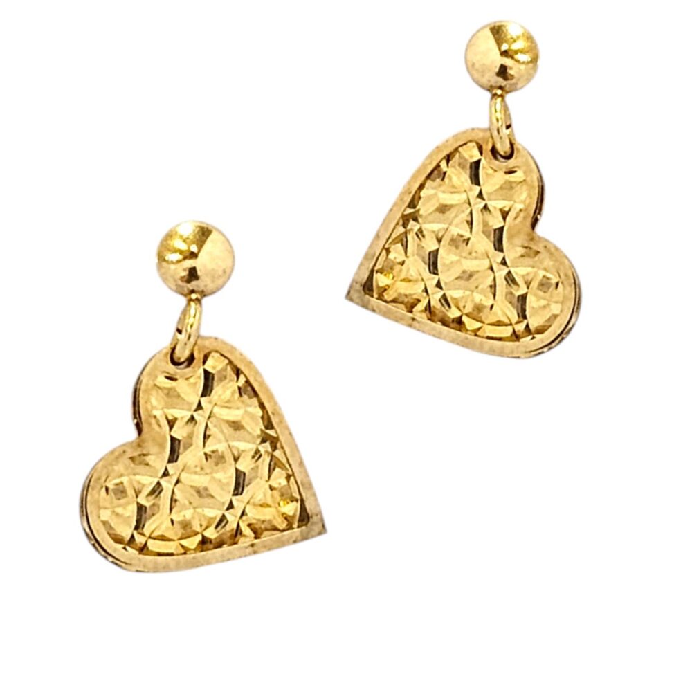 9K GOLD HANDMADE HEART EARRINGS