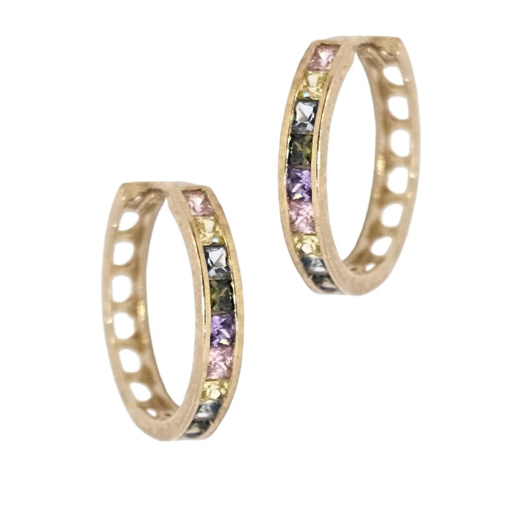 9K GOLD MULTICOLOR HOOP EARRINGS