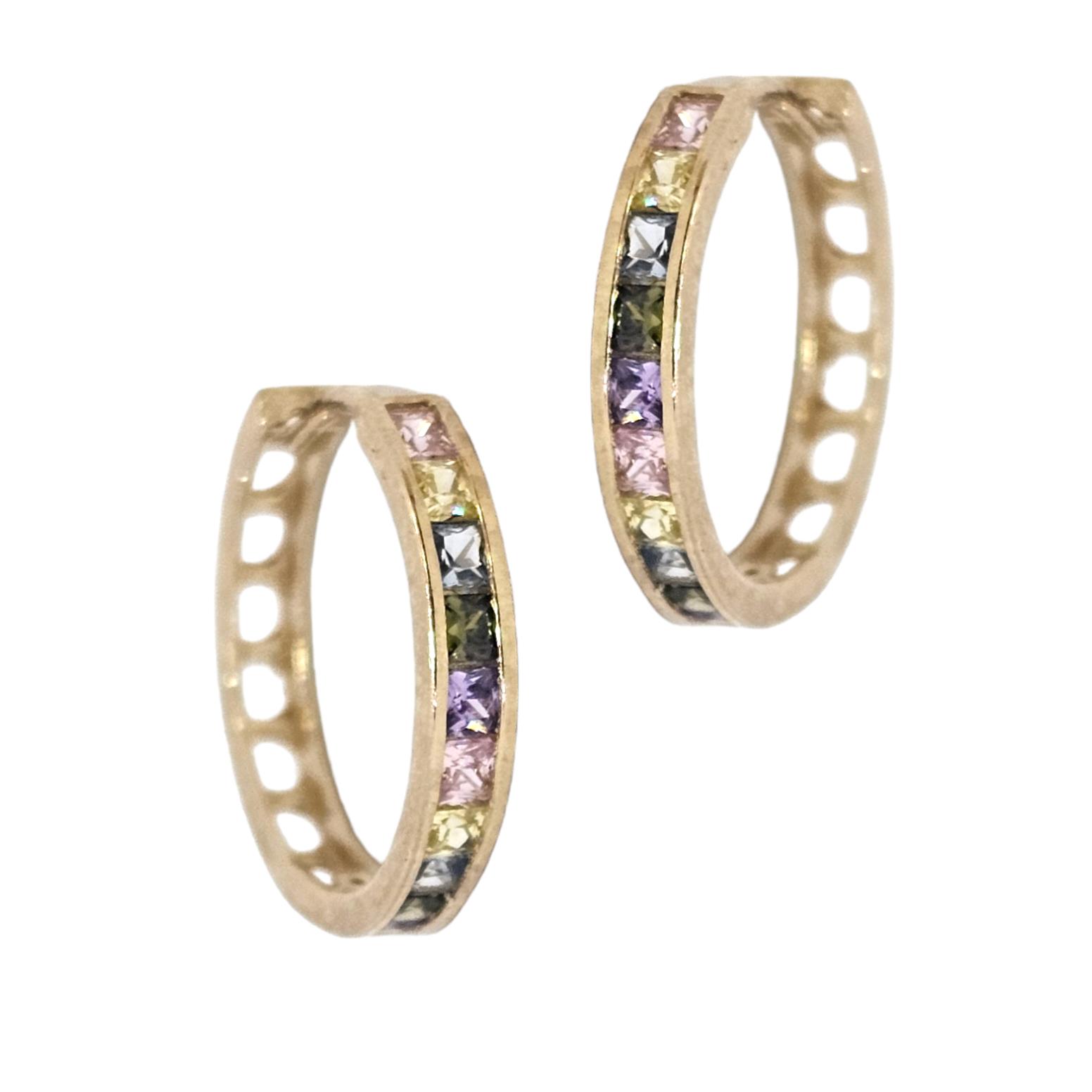 9K GOLD MULTICOLOR HOOP EARRINGS