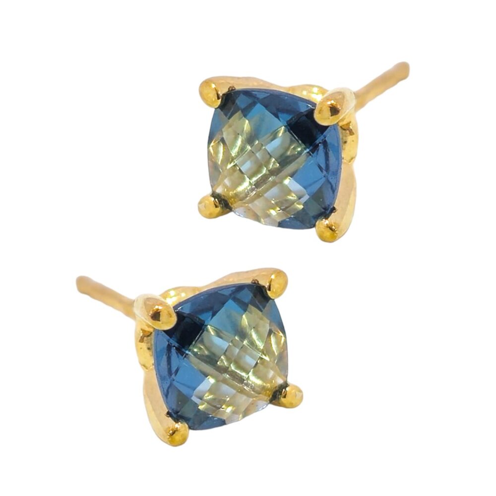 9K GOLD LONDON BLUE TOPAZ STAT EARRINGSA