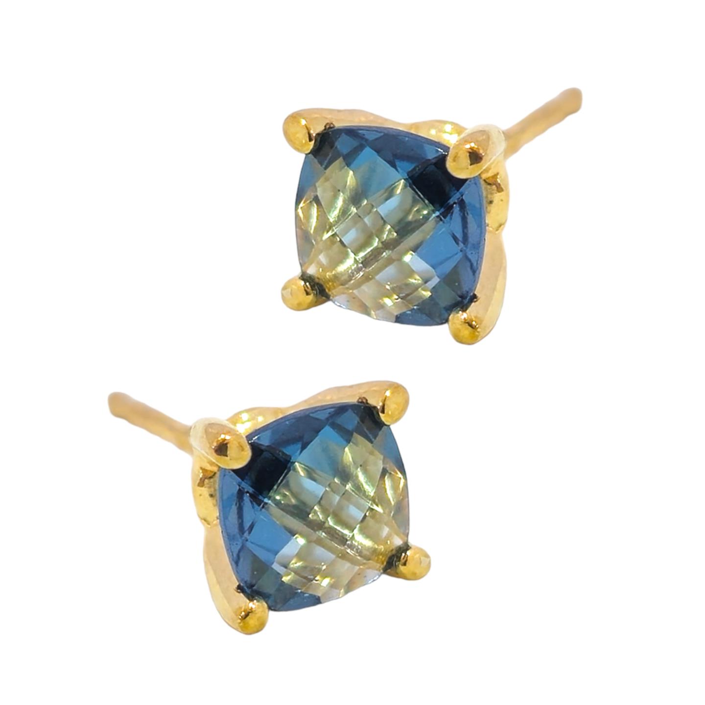9K GOLD LONDON BLUE TOPAZ STAT EARRINGSA