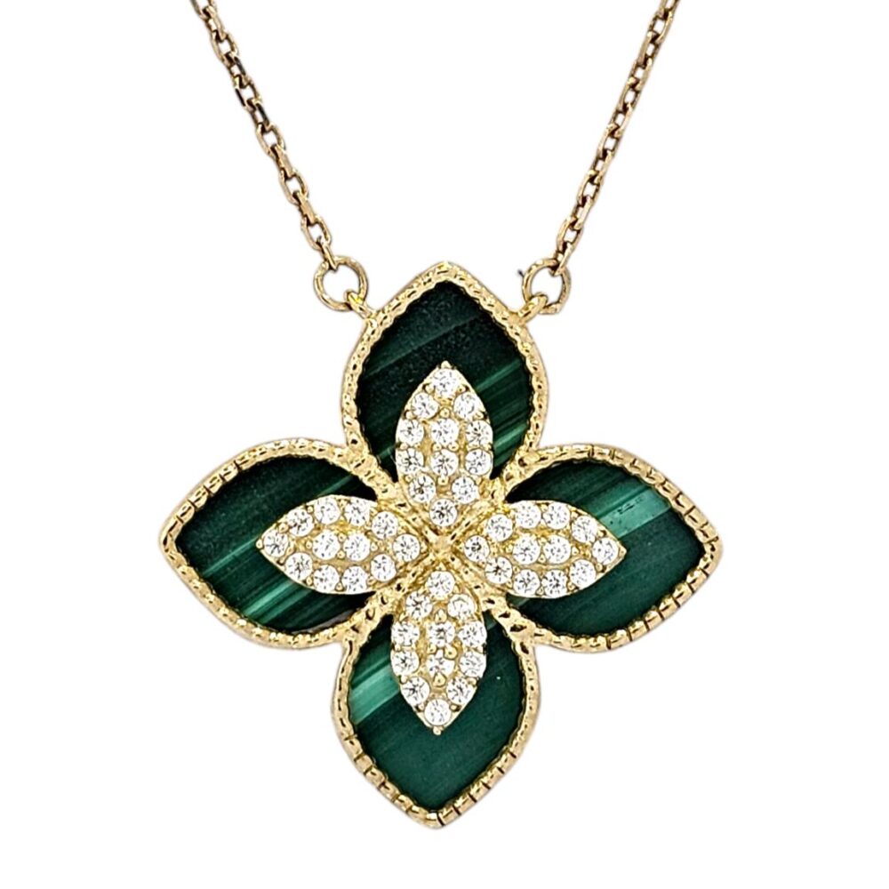 9K GOLD CUSTOM MADE ROBERTO COIN MALACHITE NEXKLACE
