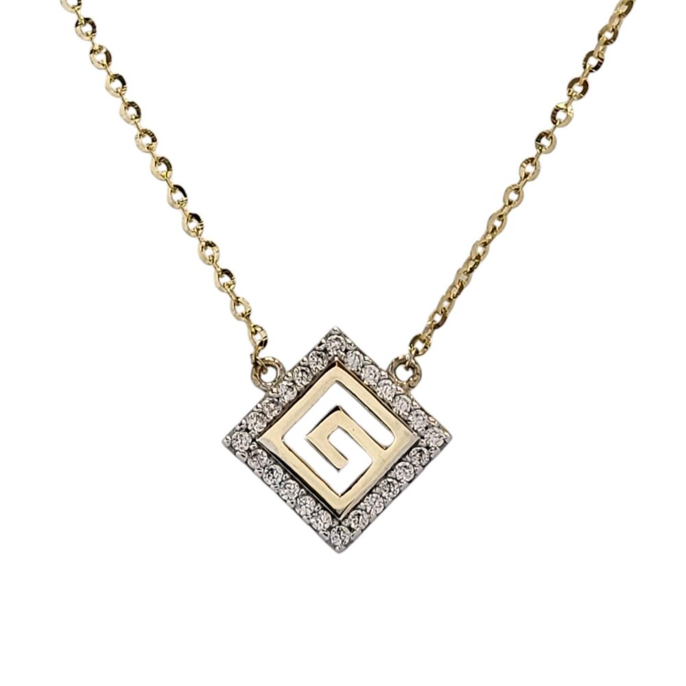 9K GOLD GREEK MEANDER NECKLACE