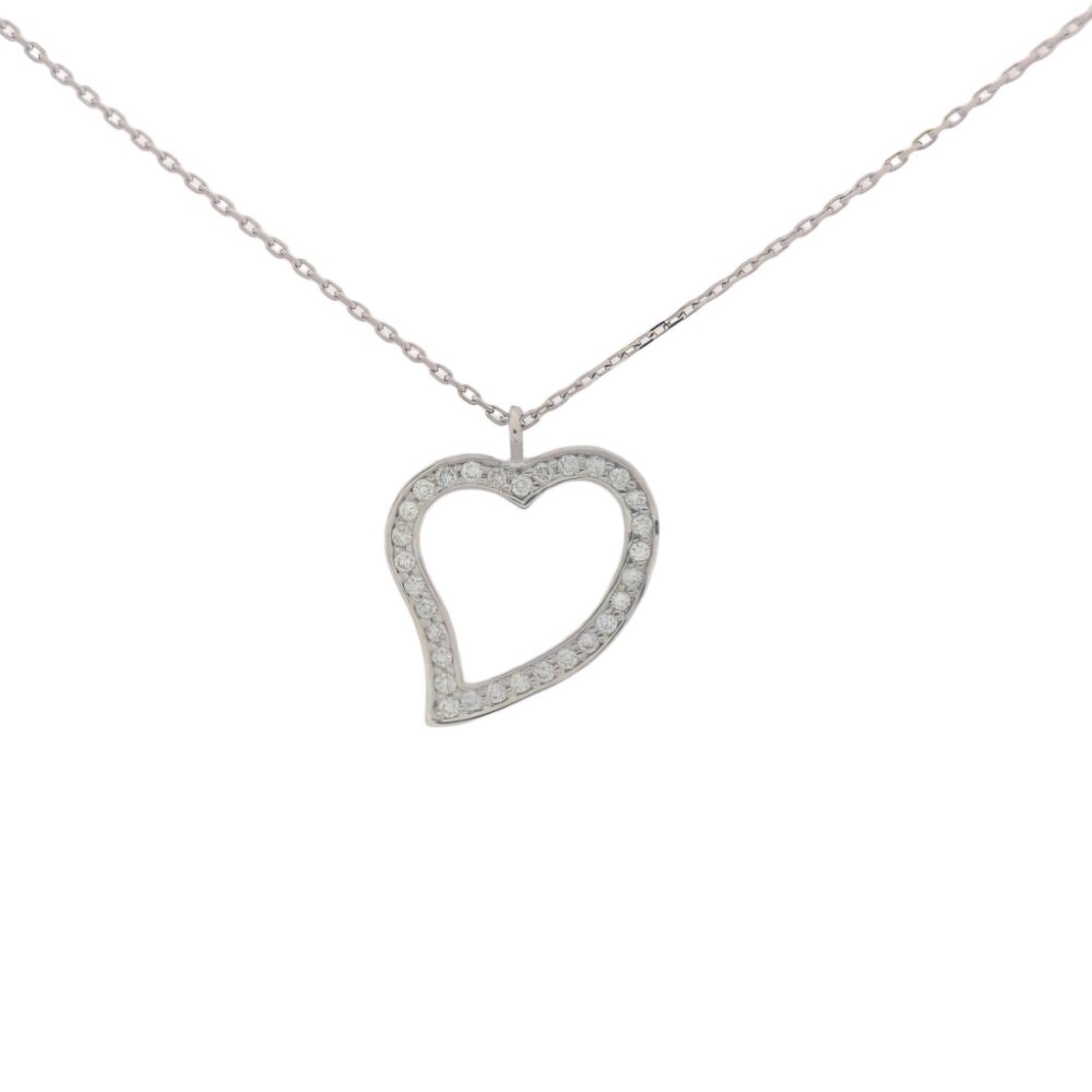 18K WHITE GOLD 0.15CTW HEART SHAPED NECKLACE