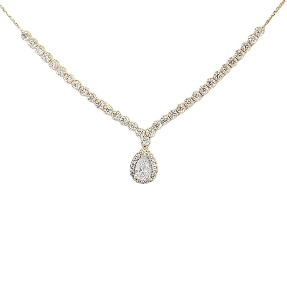 9K GOLD PEAR CUT NECKLACE
