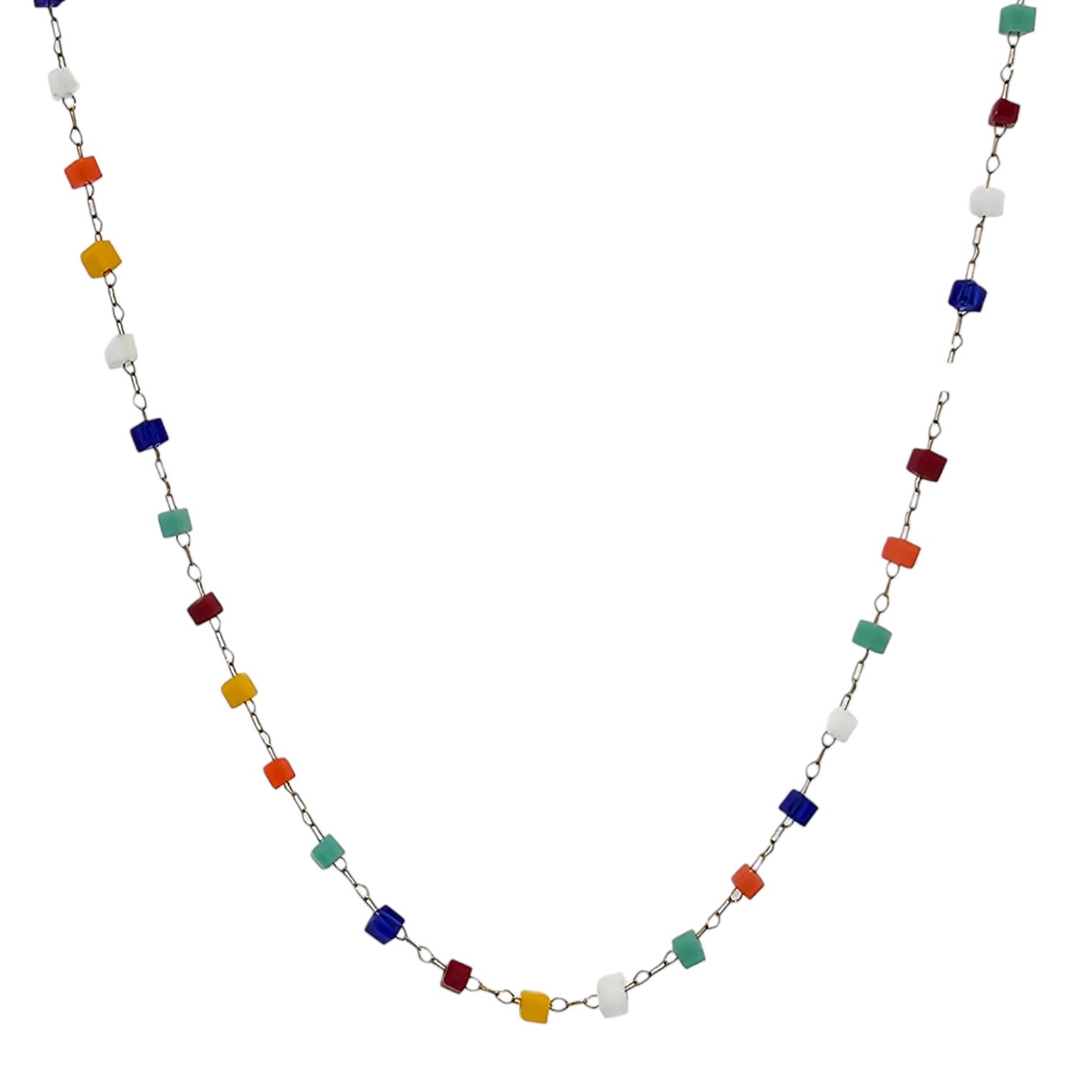 STAINLESS STEEL RAINBOW ROSARIUM NECKLACE