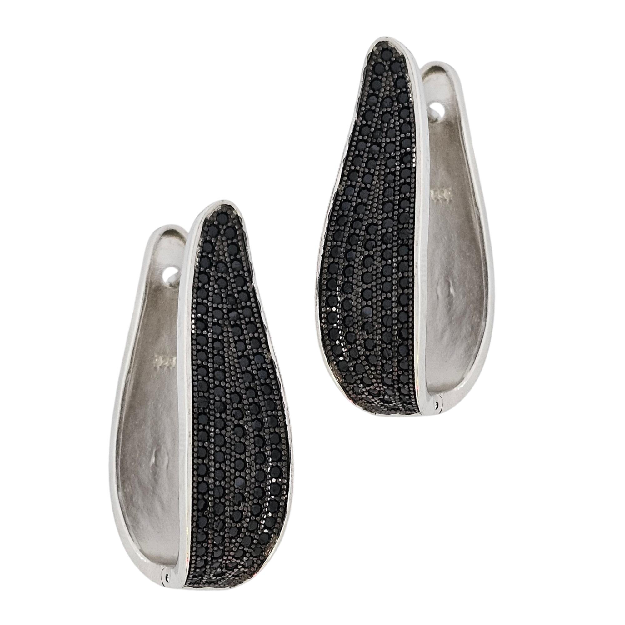 BEVERLY 925 HOOP EARRINGS WHITH NATURAL CRYSTALS BLACK/BLUE/GREEN