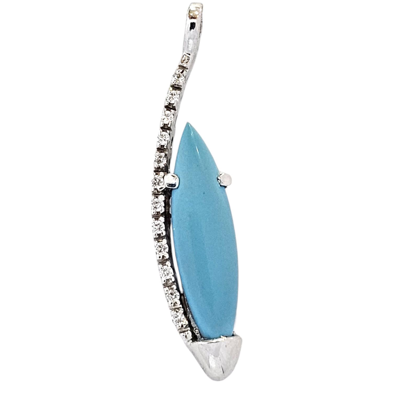 18K WHITE GOLD NATURAL TURQUOISE PENDANT