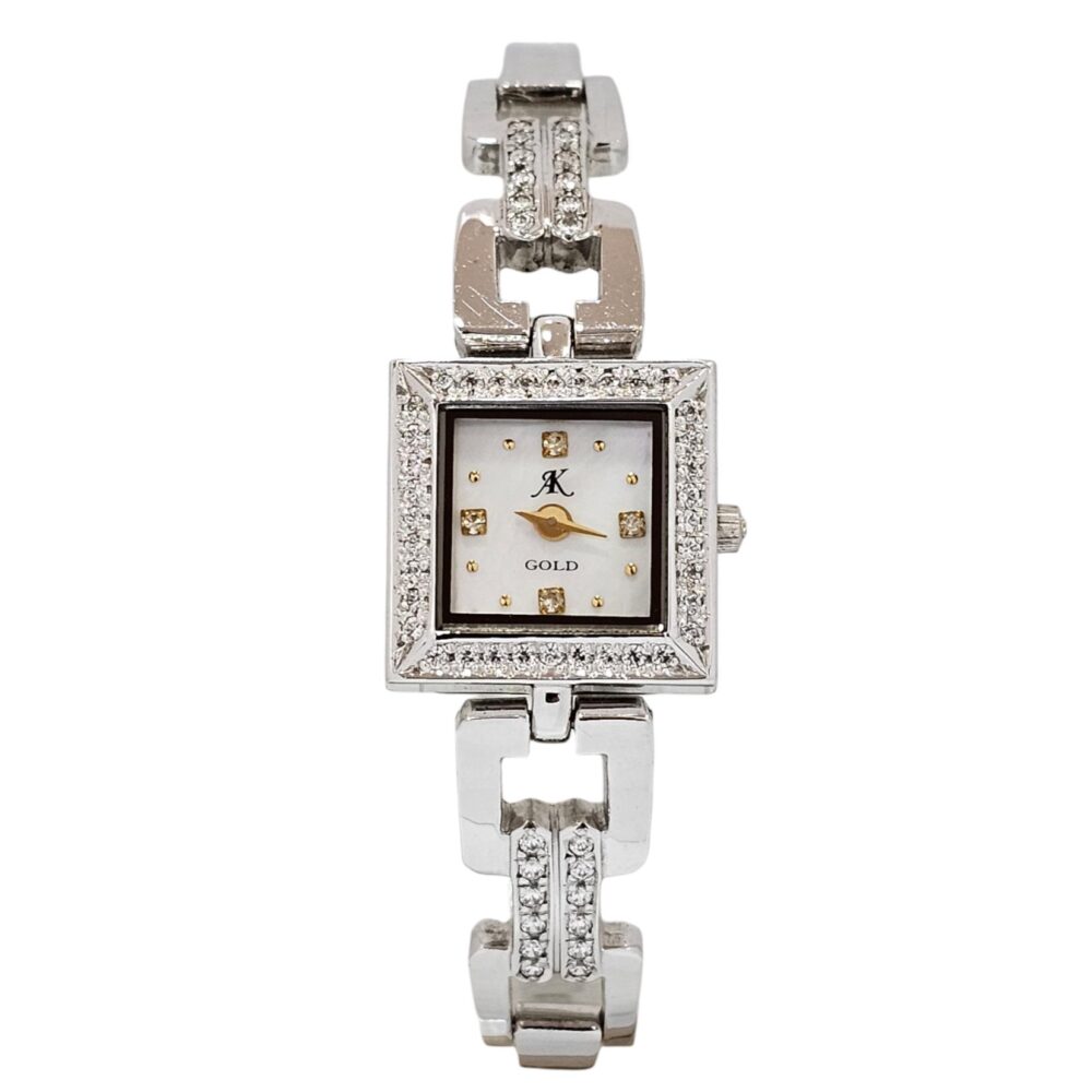 18K SOLID WHITE GOLD CUSTOM MADE WATCH 27.6GR