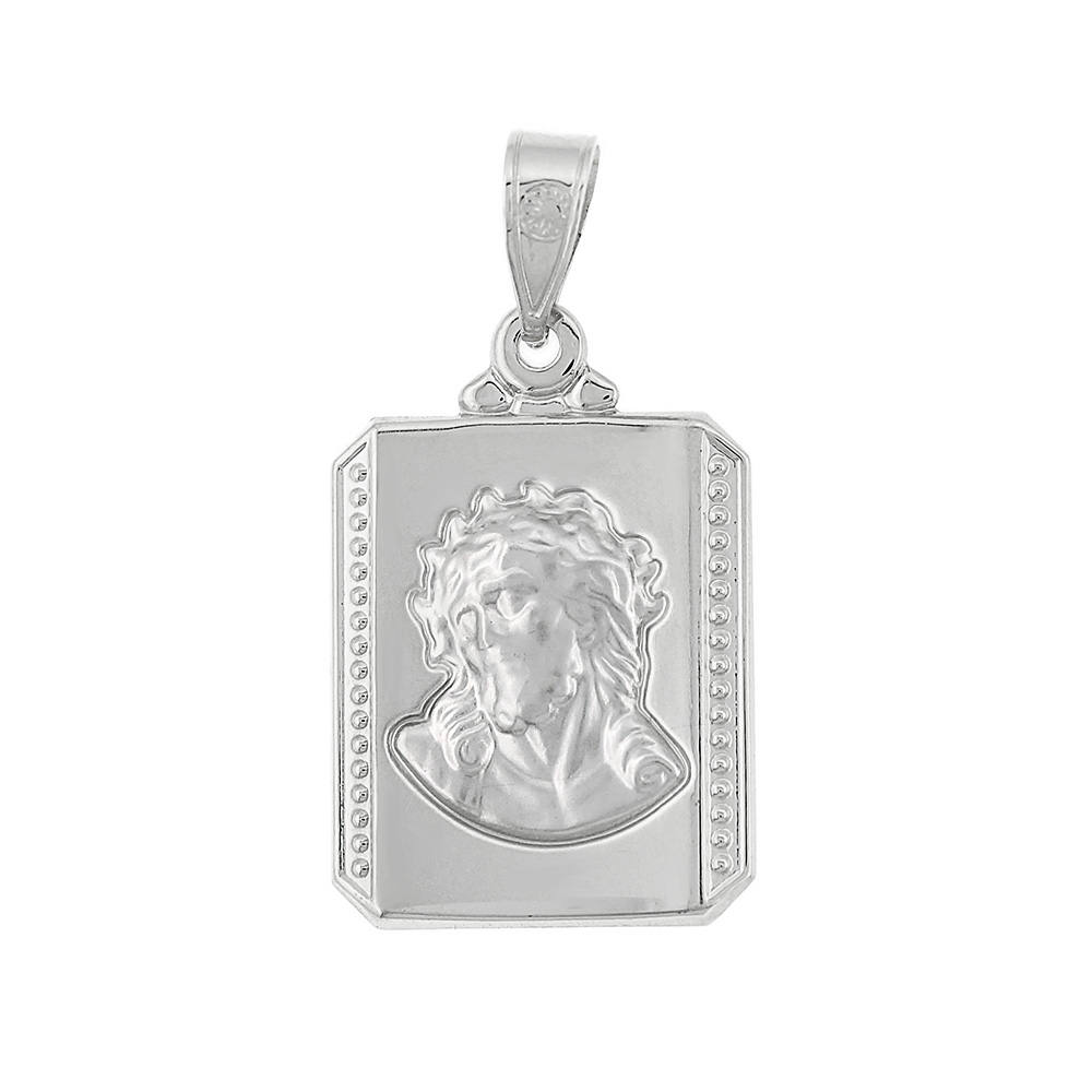9K WHITE GOLD JESUS PENDANT