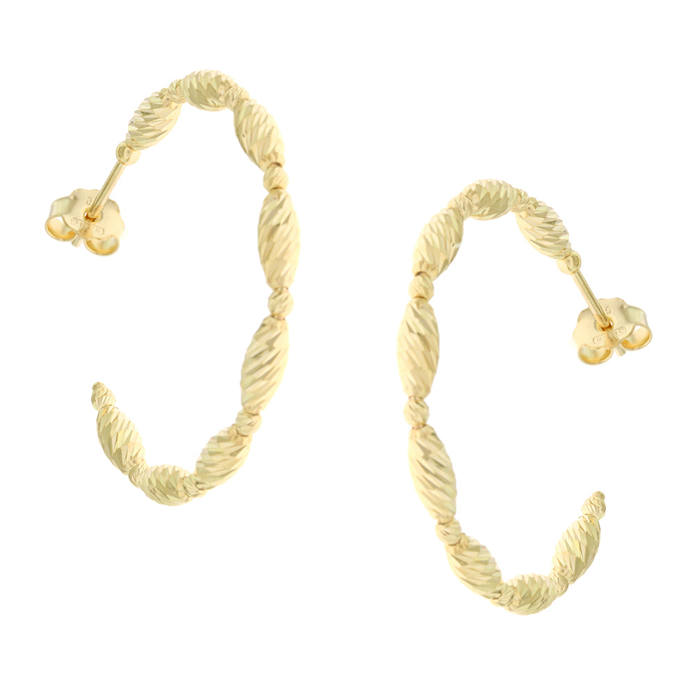 14K GOLD SWIRL HOOP EARRINGS