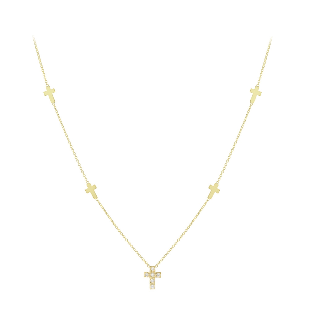 9k gold cross necklace