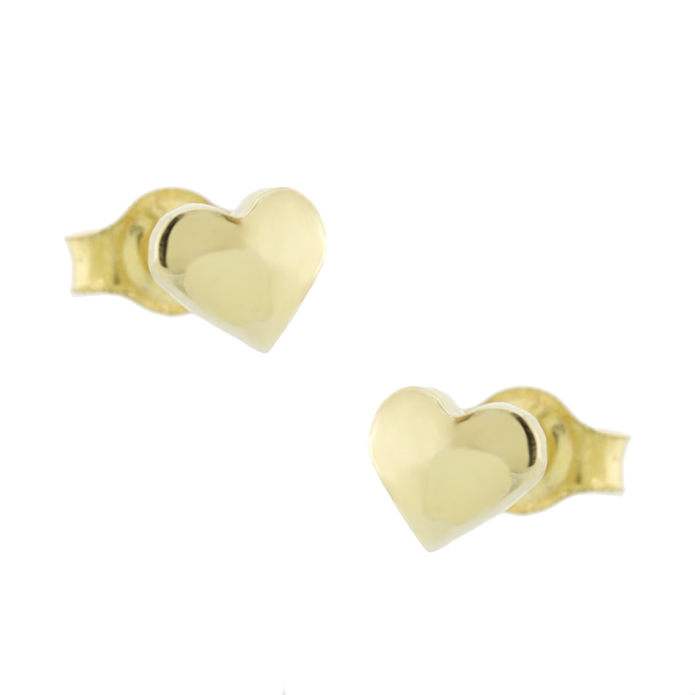 9K GOLD STUDS HEART EARRINGS