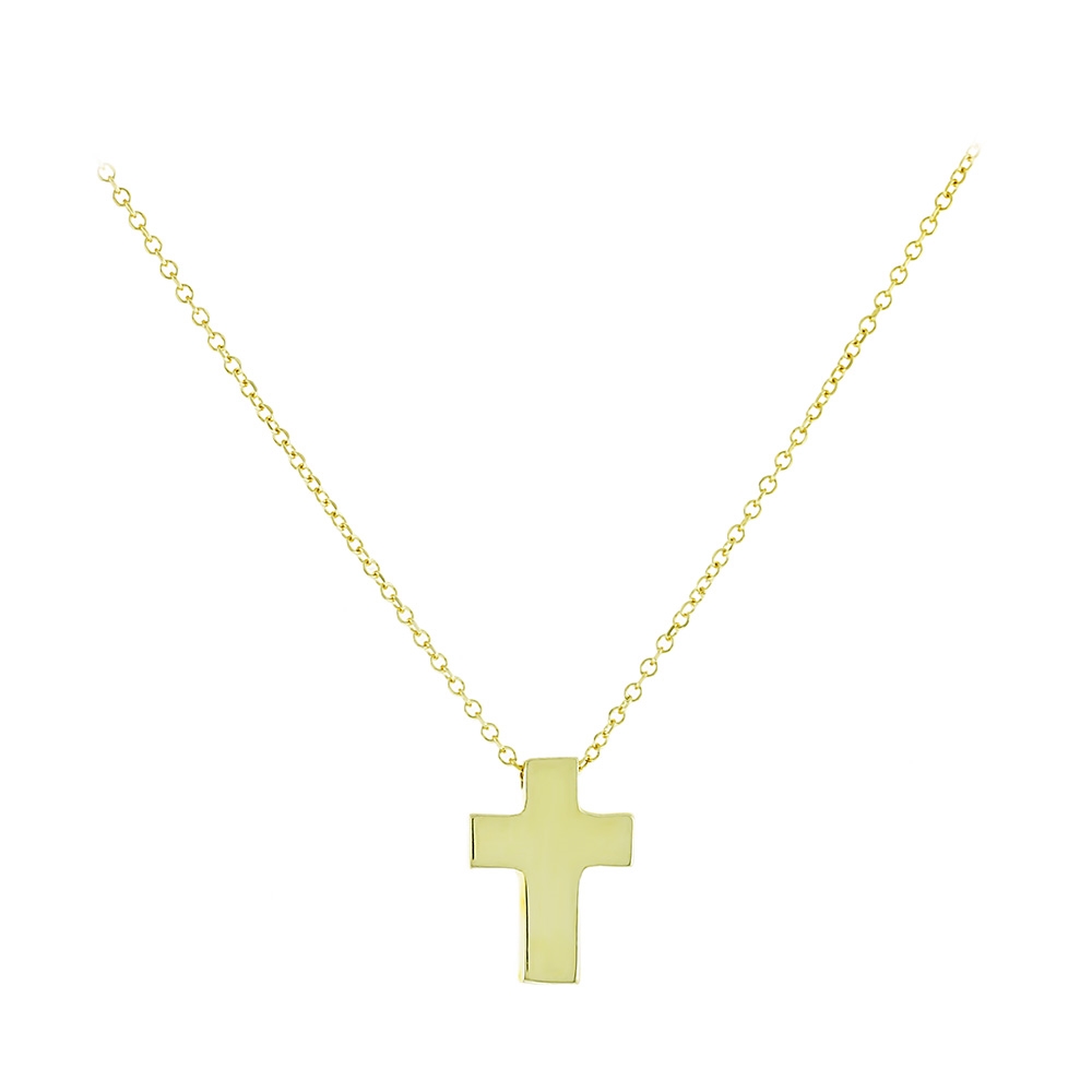 9K GOLD PLAIN CROSS PENDANT WITH CHAIN