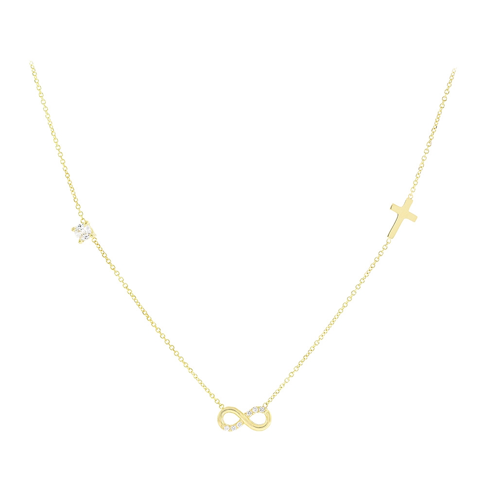 9K GOLD INFINITY CROSS NECKLACE