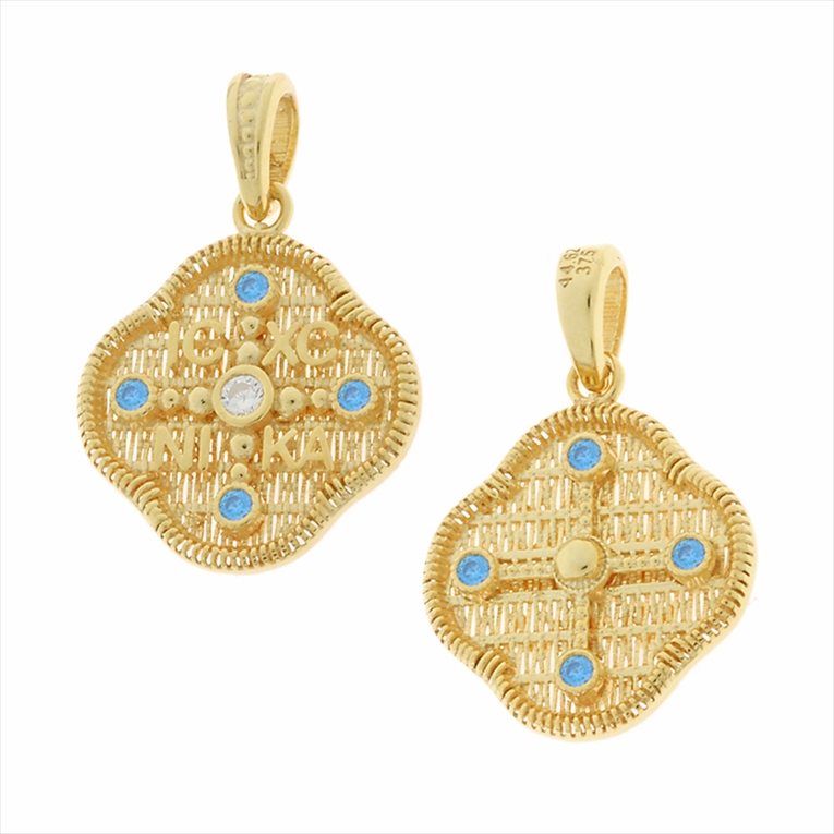 9K GOLD DOUBLE FACE CROSS PENDANT