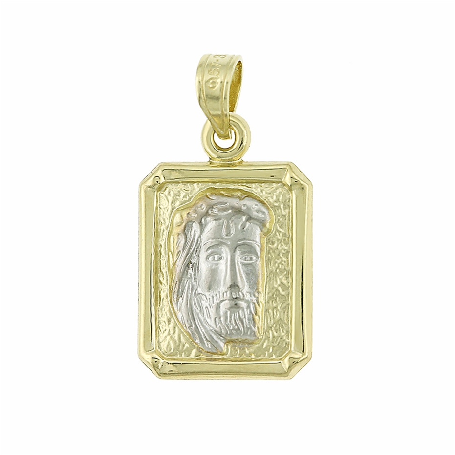 9K TWO TONE JESUS PENDANT