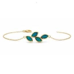 9K GOLD OLIVE LEAFS WITH BLUE OPAL