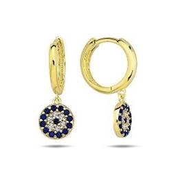 9K GOLD EVIL EYE HOOP EARRINGS